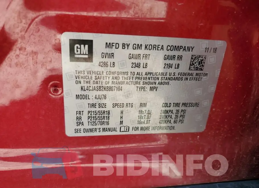 KL4CJASB2KB807104 Photo# 12