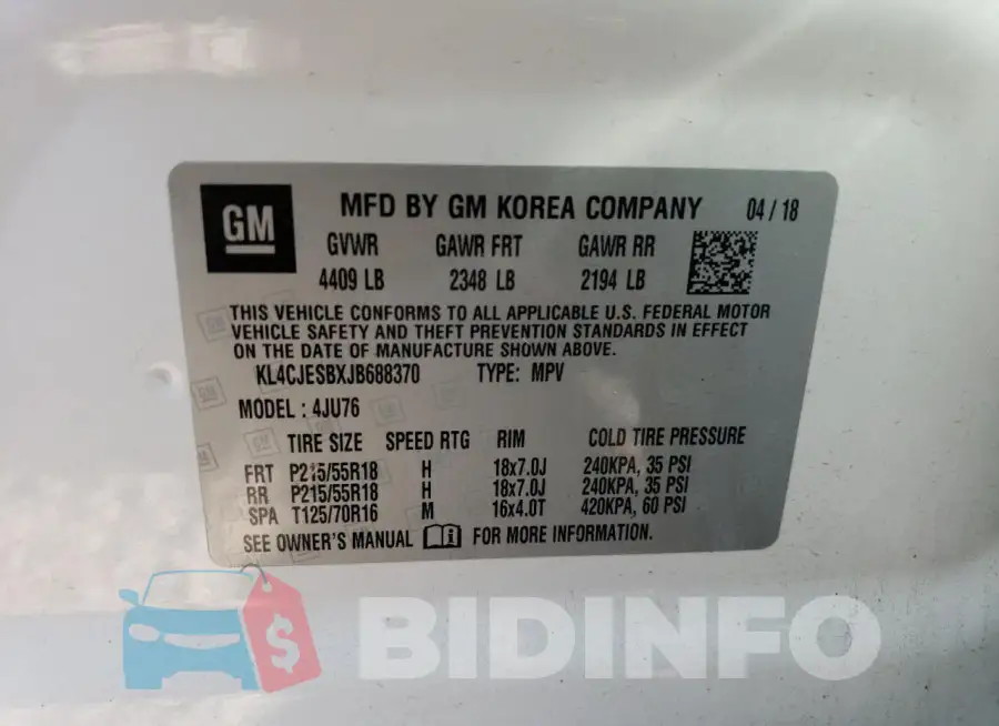 KL4CJESBXJB688370 Photo# 14