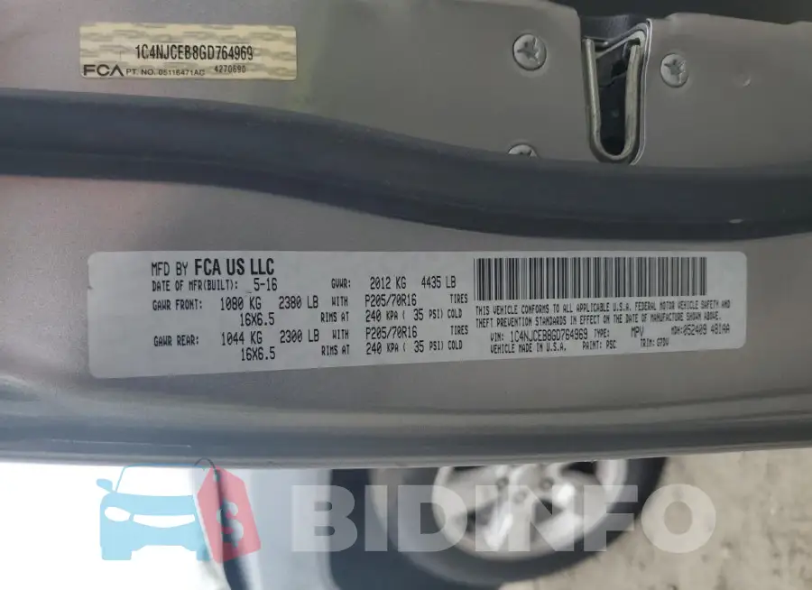 1C4NJCEB8GD764969 Photo# 13