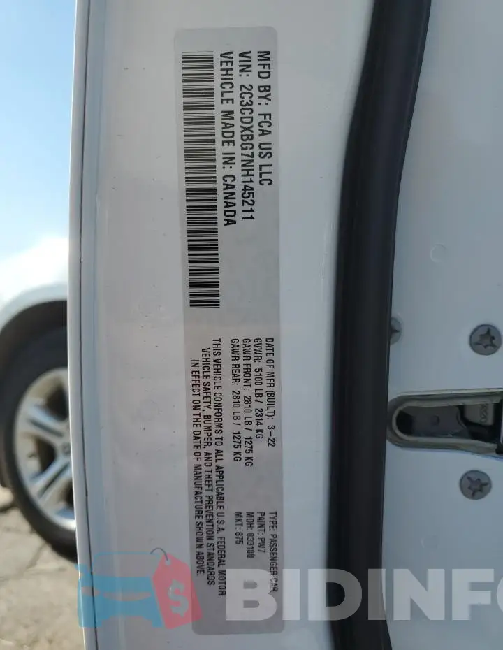 2C3CDXBG7NH145211 Photo# 12