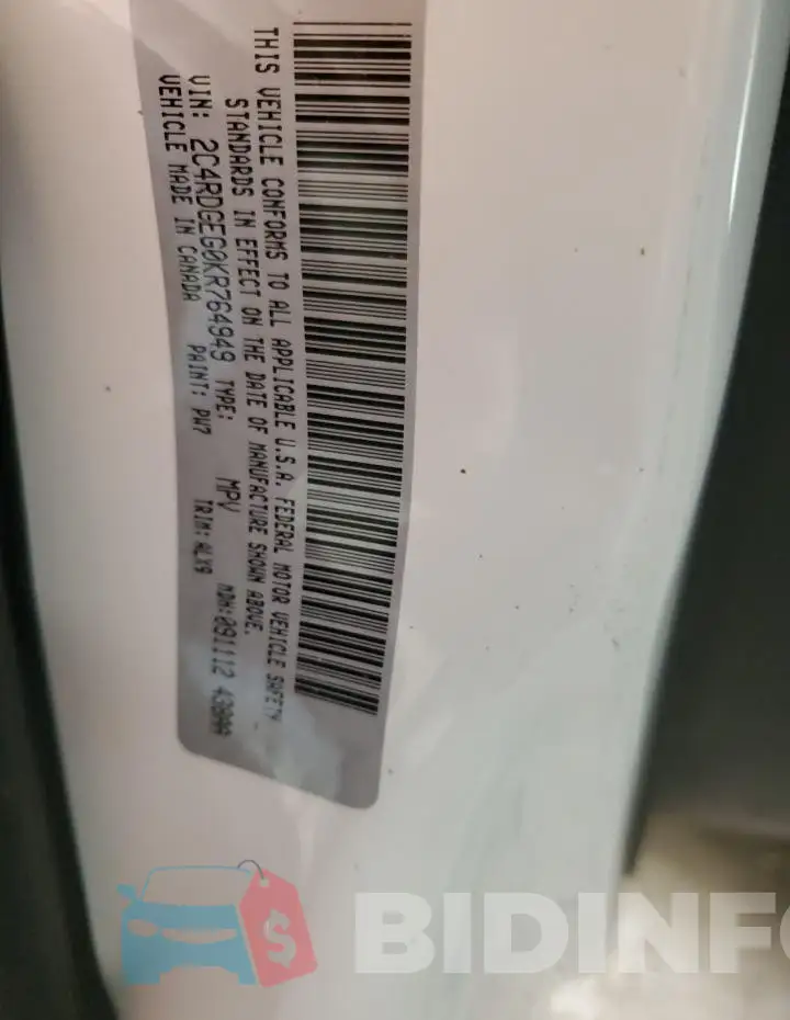 2C4RDGEG0KR764949 Photo# 13