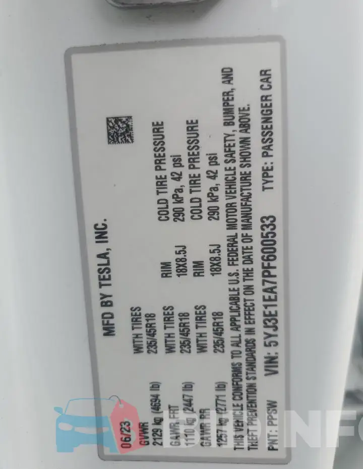 5YJ3E1EA7PF600533 Photo# 13