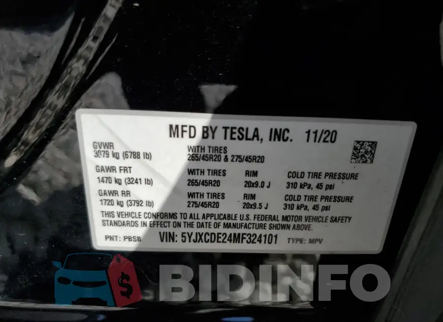 5YJXCDE24MF324101 Photo# 13