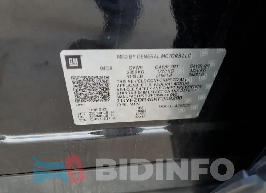 1GYFZDR48KF208280 Photo# 13