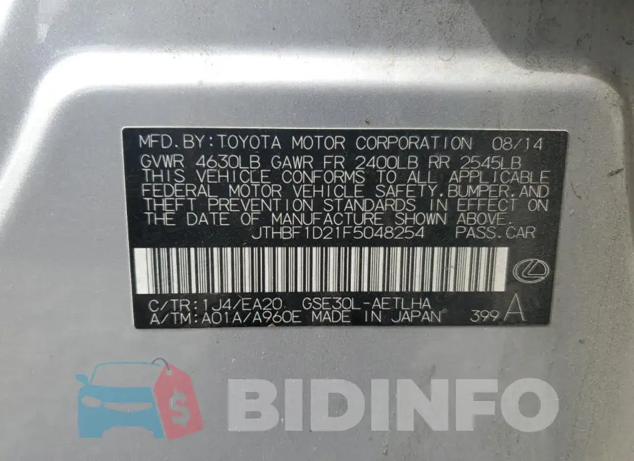 JTHBF1D21F5048254 Photo# 12