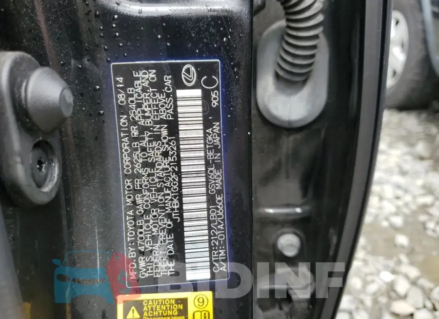 JTHBK1GG2F2153261 Photo# 12