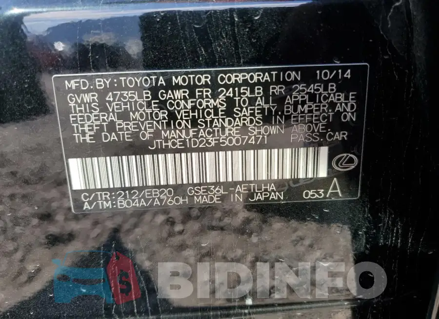 JTHCE1D23F5007471 Photo# 12