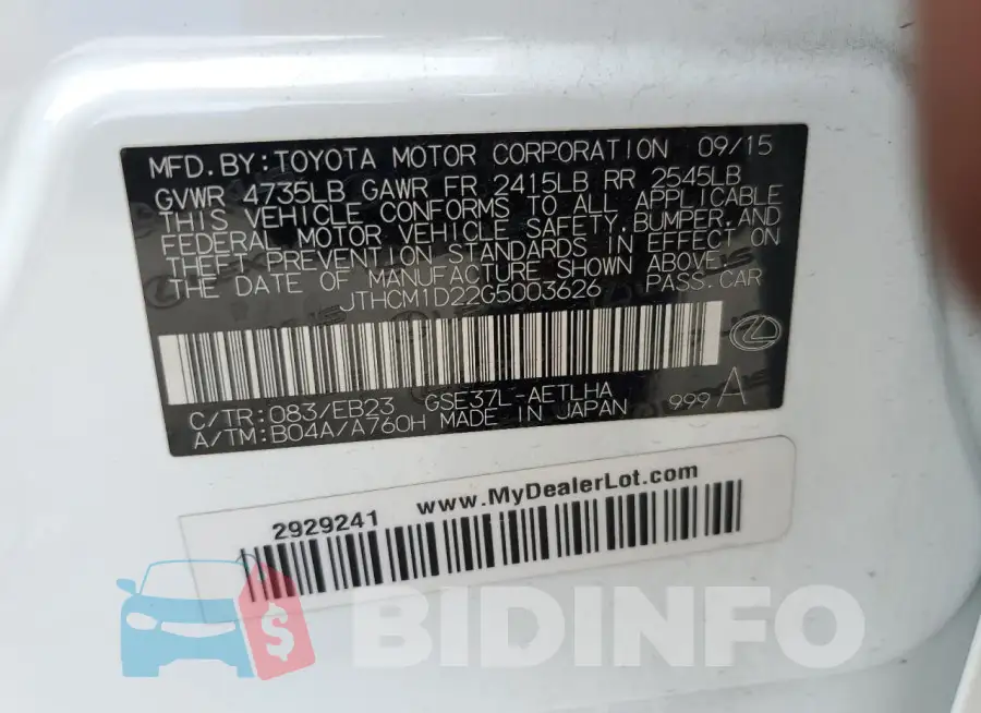 JTHCM1D22G5003626 Photo# 12
