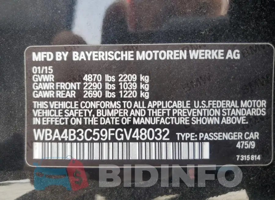 WBA4B3C59FGV48032 Photo# 12