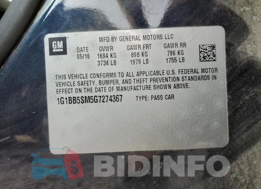1G1BB5SM5G7274367 Photo# 13