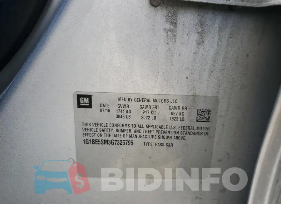 1G1BE5SM3G7326795 Photo# 12