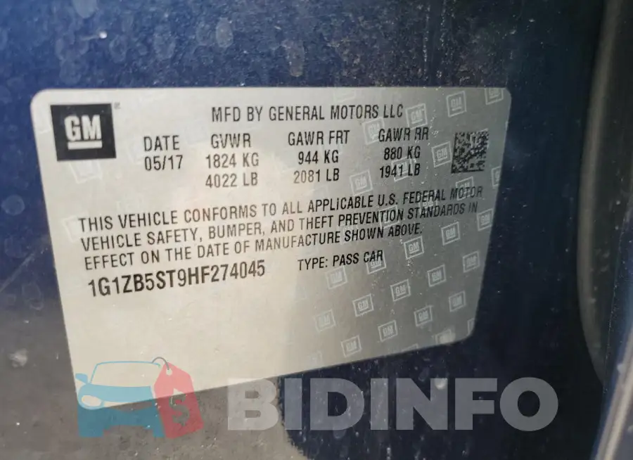 1G1ZB5ST9HF274045 Photo# 13