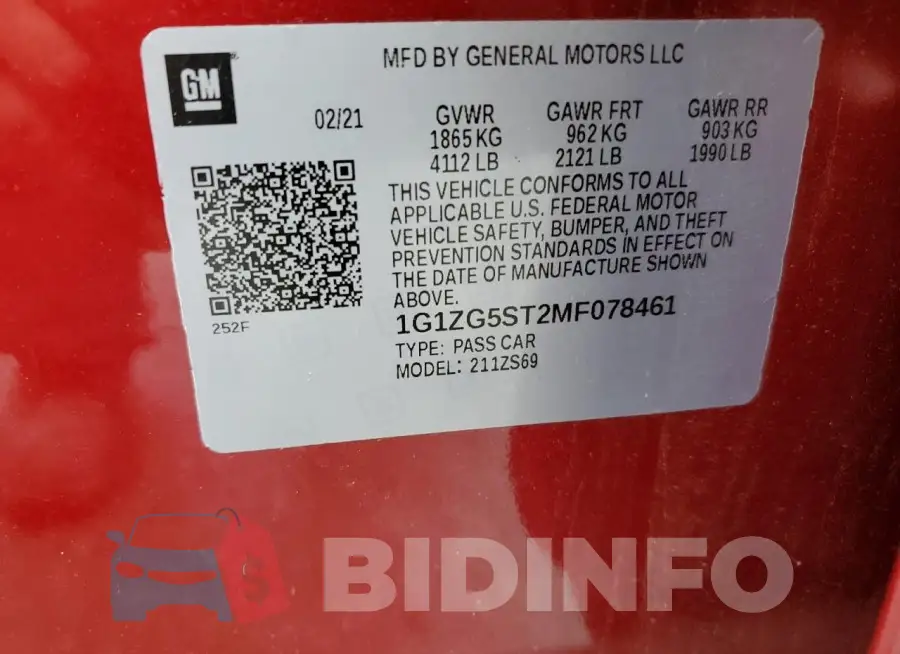 1G1ZG5ST2MF078461 Photo# 12
