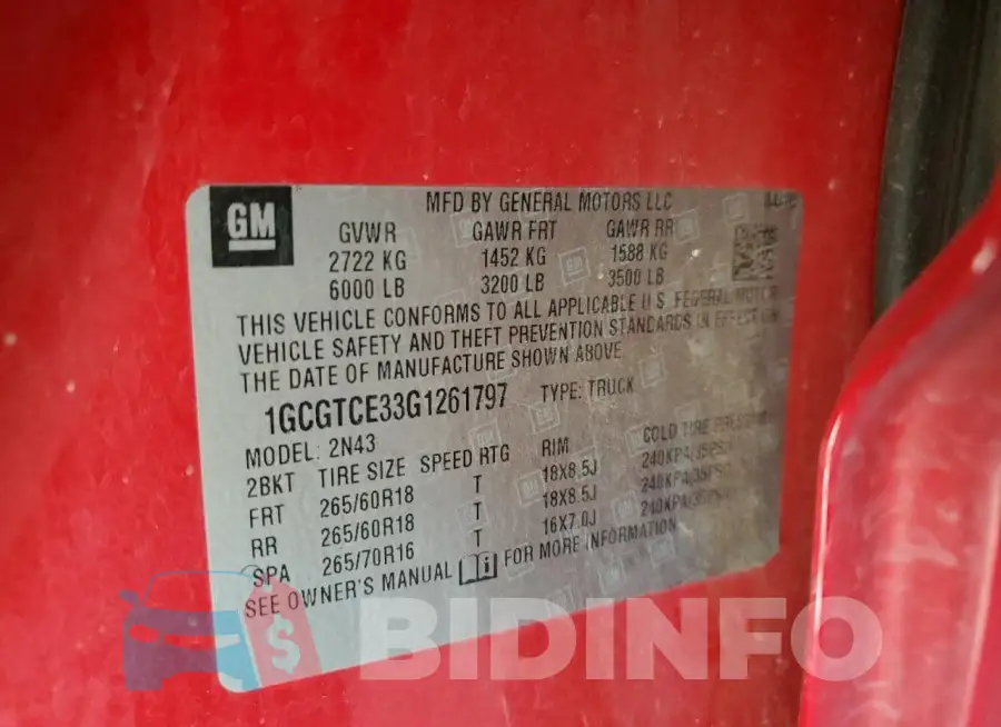 1GCGTCE33G1261797 Photo# 12