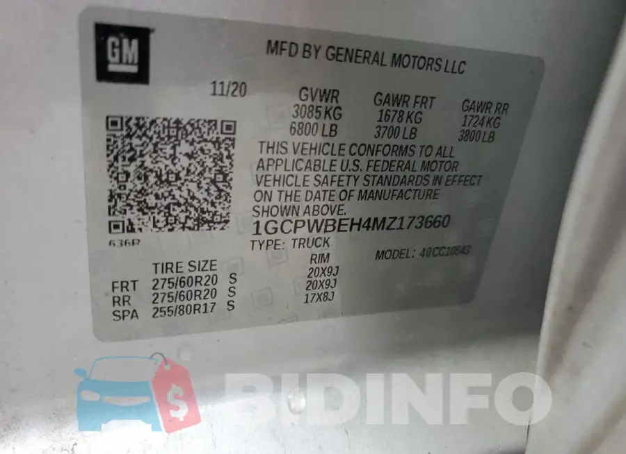 1GCPWBEH4MZ173660 Photo# 12