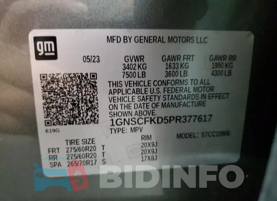 1GNSCFKD5PR377617 Photo# 14
