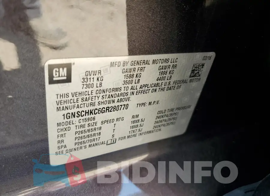 1GNSCHKC6GR280770 Photo# 14