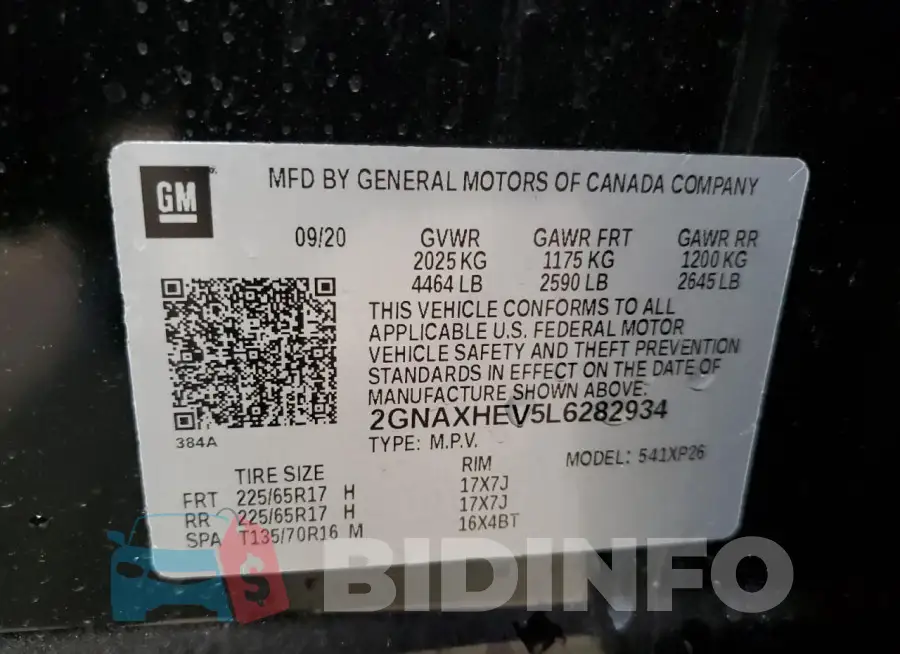 2GNAXHEV5L6282934 Photo# 14