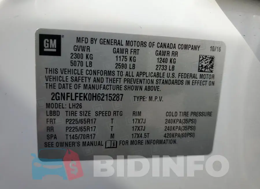 2GNFLFEK0H6215287 Photo# 14