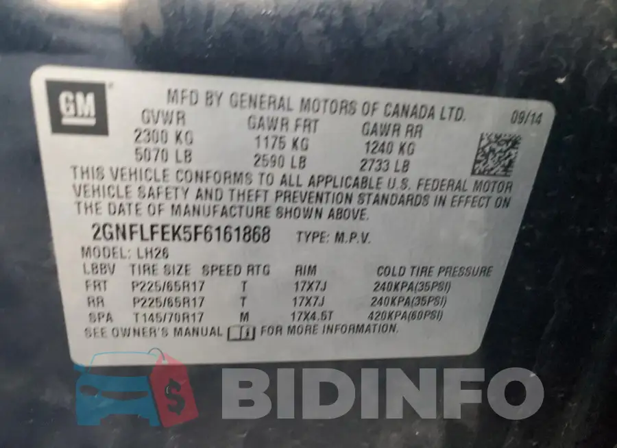 2GNFLFEK5F6161868 Photo# 12