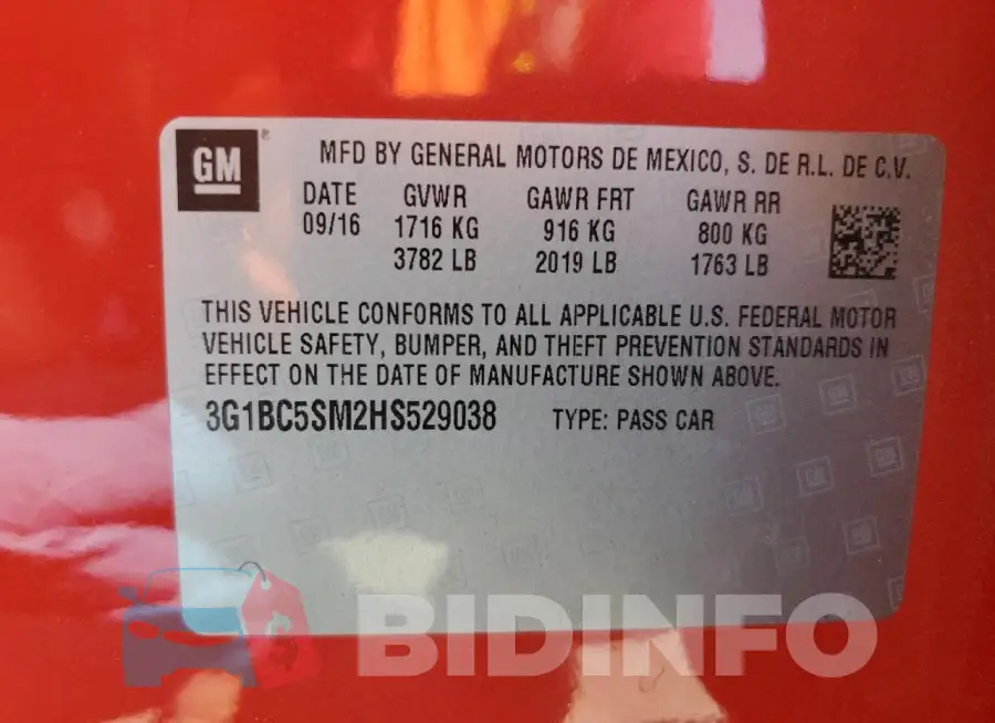 3G1BC5SM2HS529038 Photo# 12