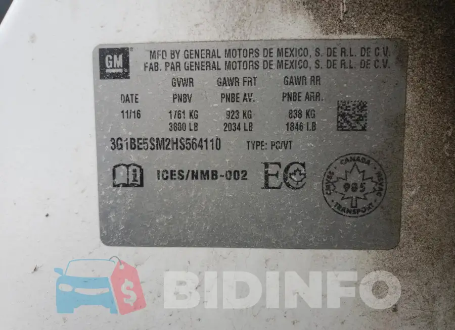 3G1BE5SM2HS564110 Photo# 12