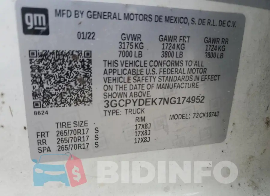 3GCPYDEK7NG174952 Photo# 12