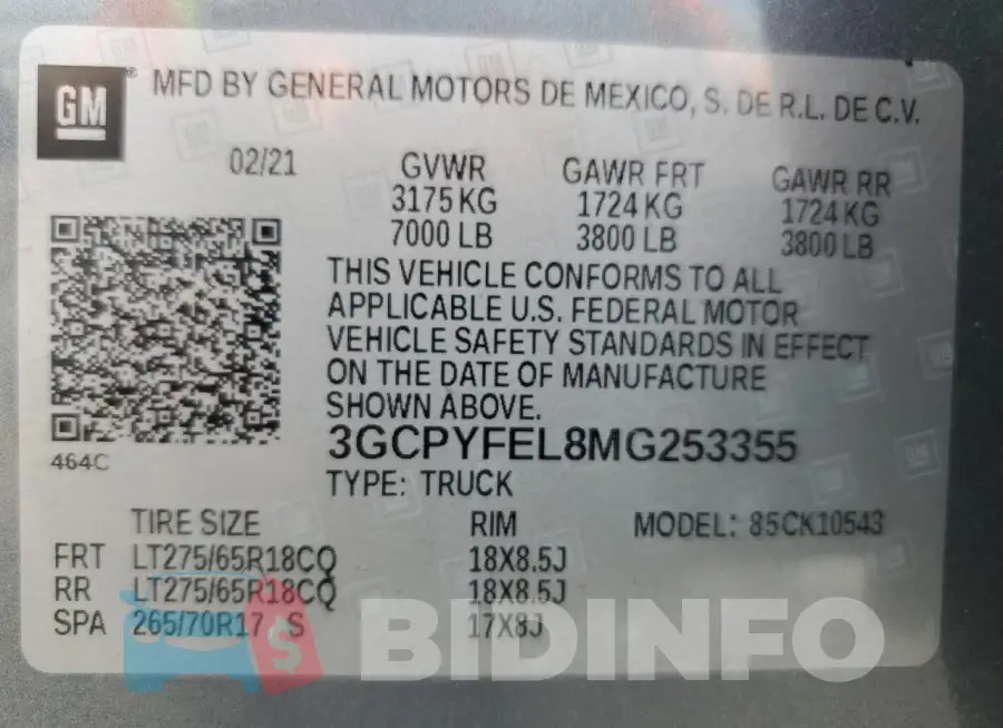 3GCPYFEL8MG253355 Photo# 12
