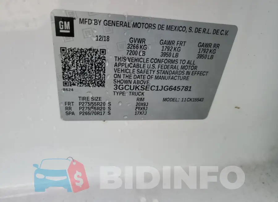 3GCUKSEC1JG645781 Photo# 13