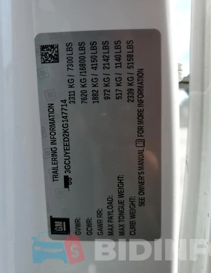 3GCUYEED2KG147714 Photo# 12