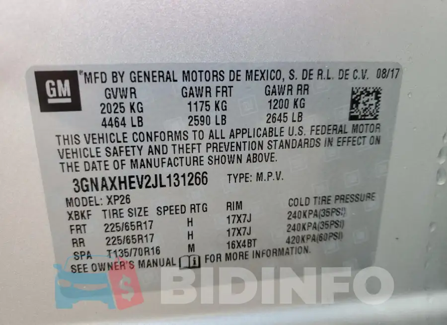 3GNAXHEV2JL131266 Photo# 14