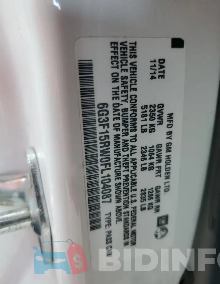 6G3F15RW0FL104087 Photo# 12