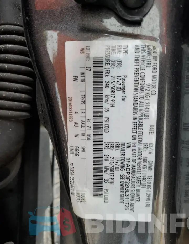 1FADP3F22GL311726 Photo# 13