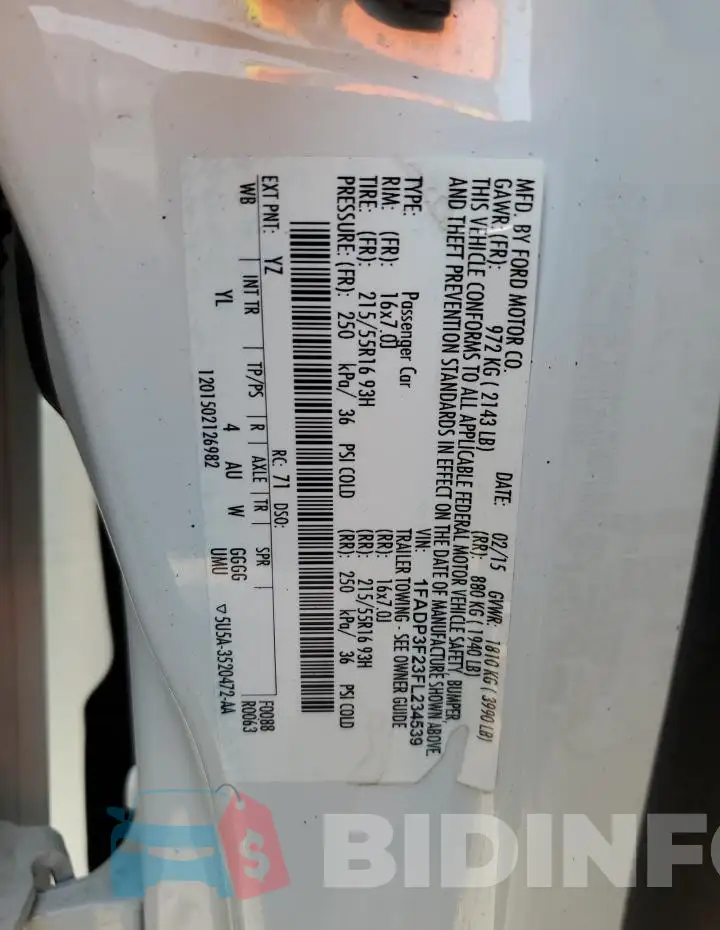 1FADP3F23FL234539 Photo# 12