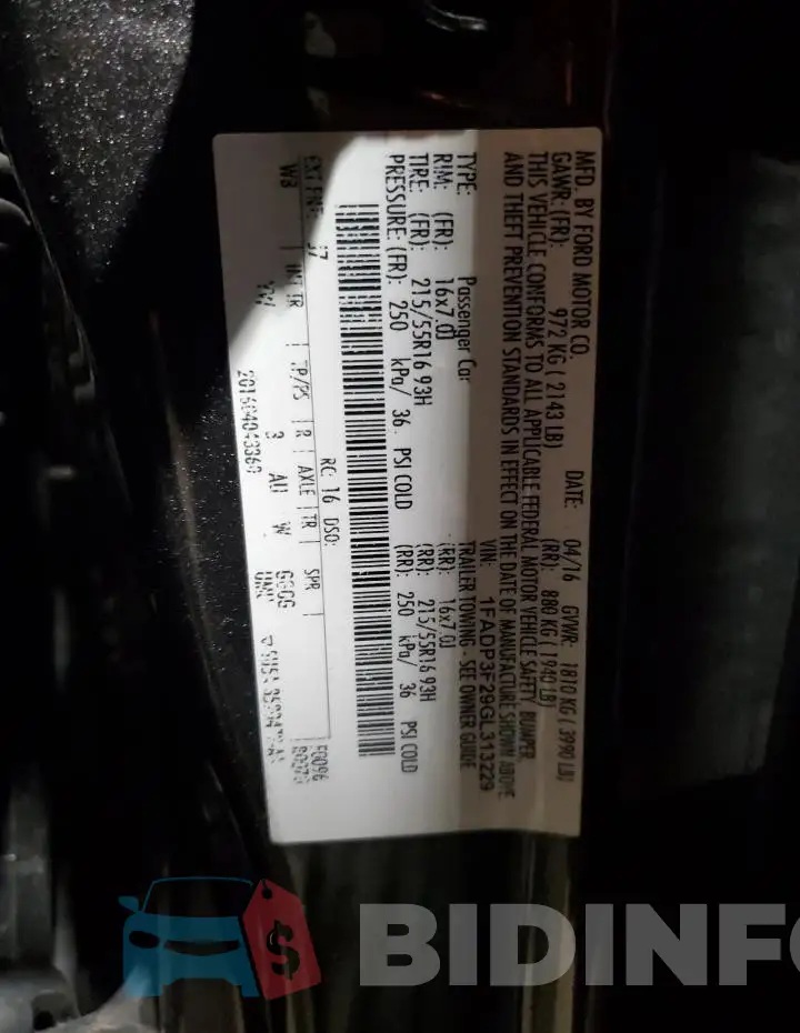 1FADP3F29GL313229 Photo# 12