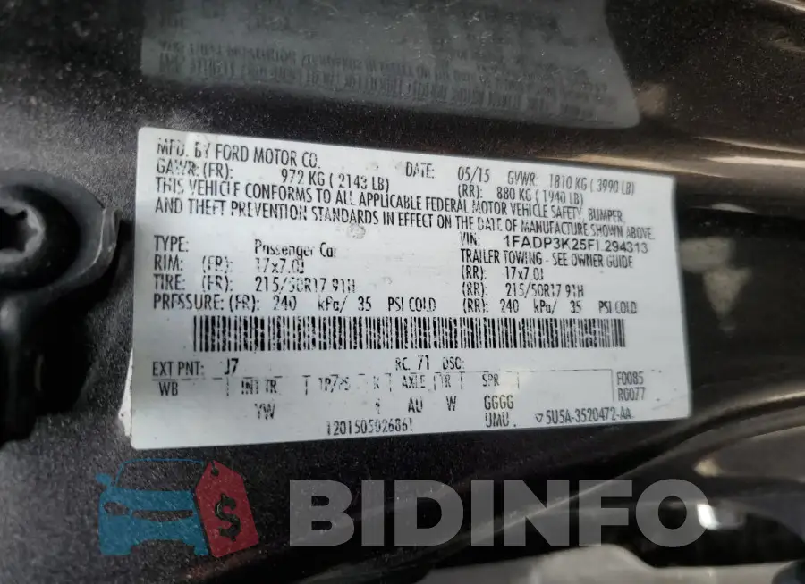 1FADP3K25FL294313 Photo# 12