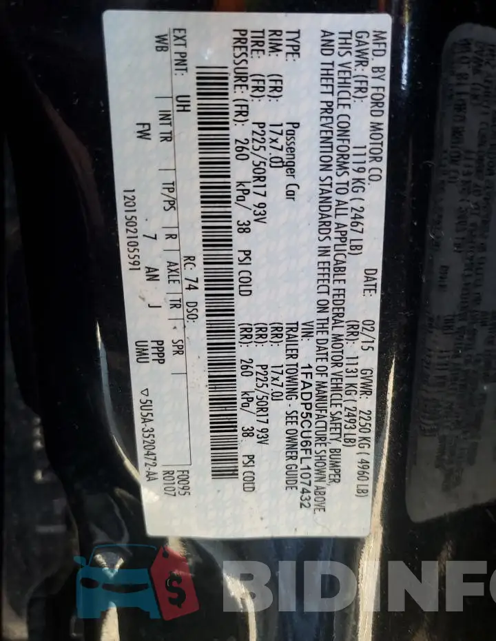 1FADP5CU6FL107432 Photo# 13
