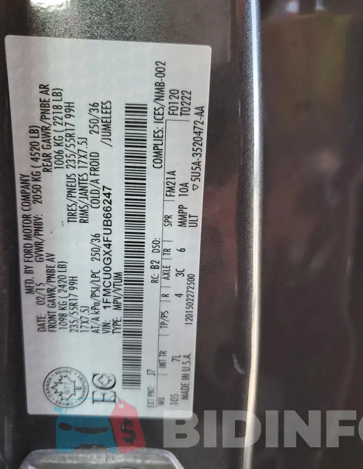 1FMCU0GX4FUB66247 Photo# 12