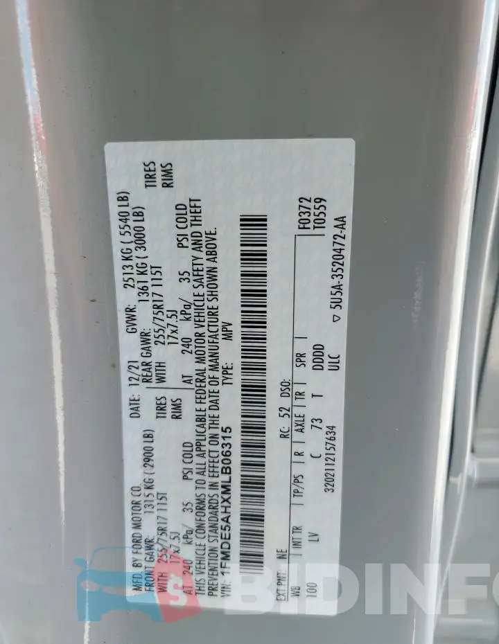 1FMDE5AHXMLB06315 Photo# 12