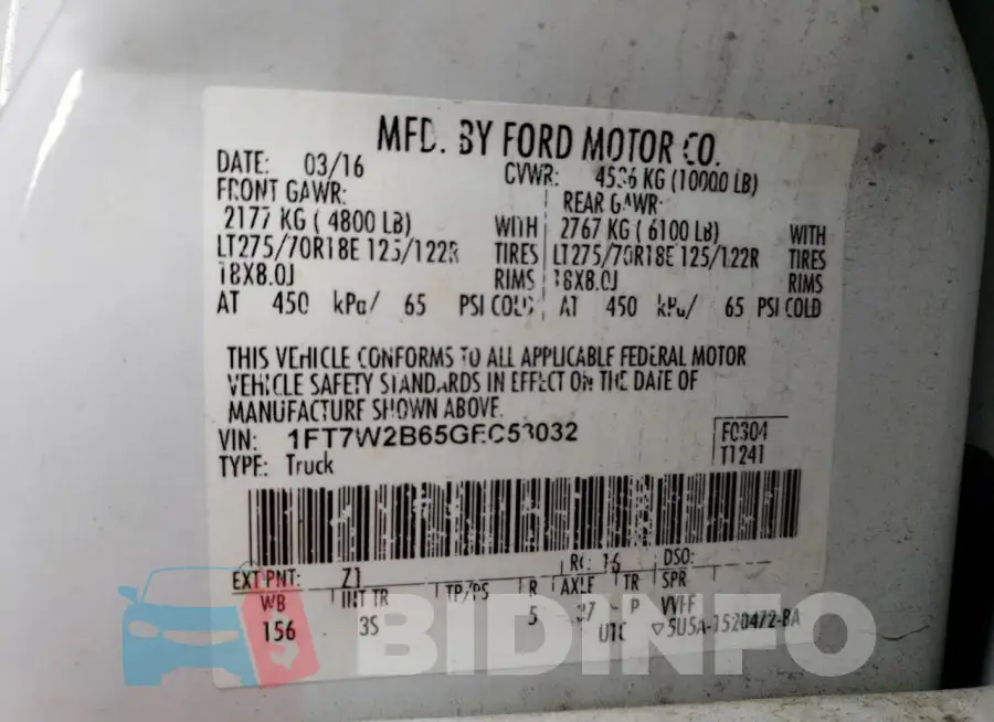1FT7W2B65GEC53032 Photo# 13