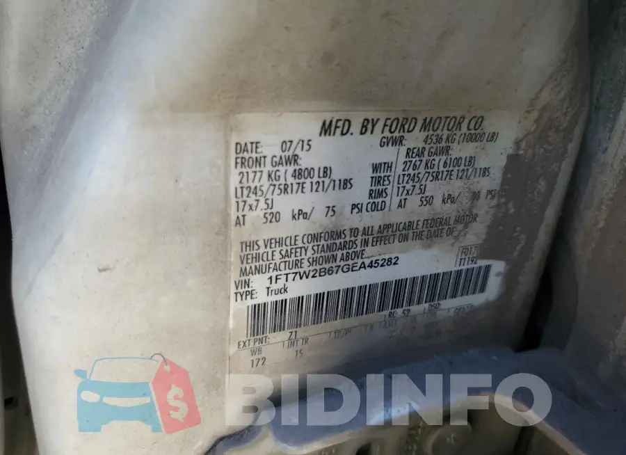1FT7W2B67GEA45282 Photo# 12