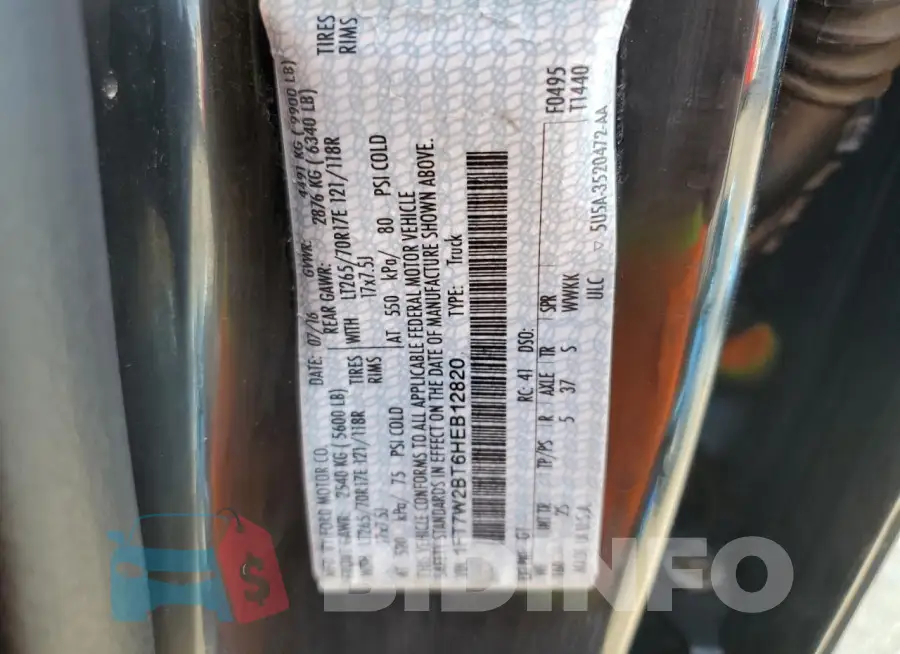 1FT7W2BT6HEB12820 Photo# 12