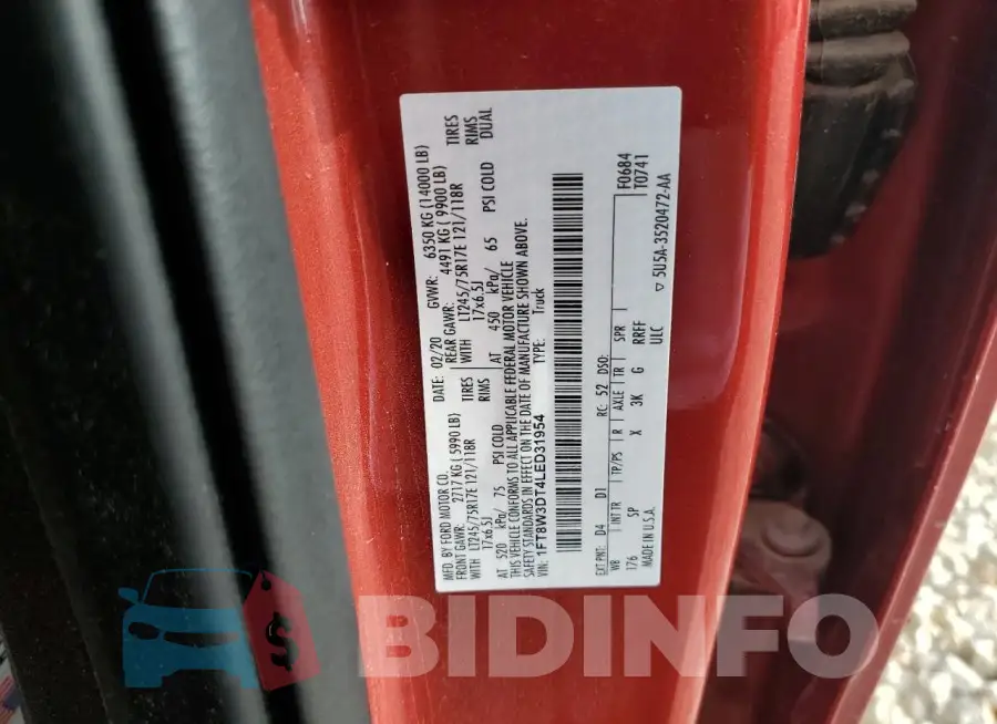 1FT8W3DT4LED31954 Photo# 12