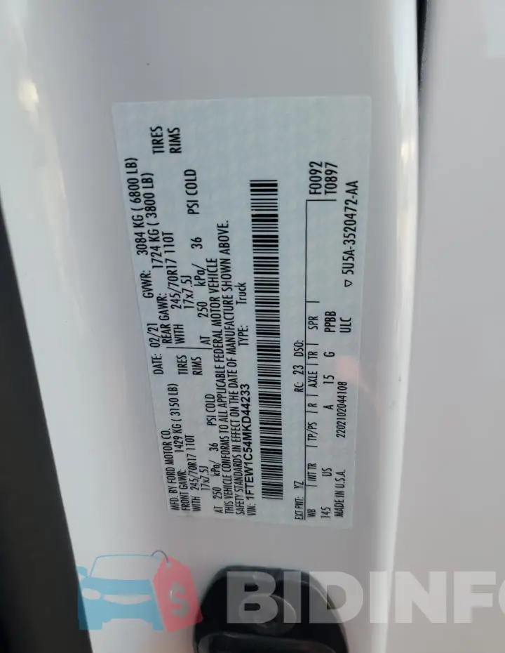 1FTEW1C54MKD44233 Photo# 12