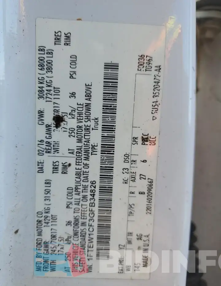 1FTEW1CF3GFB34826 Photo# 12