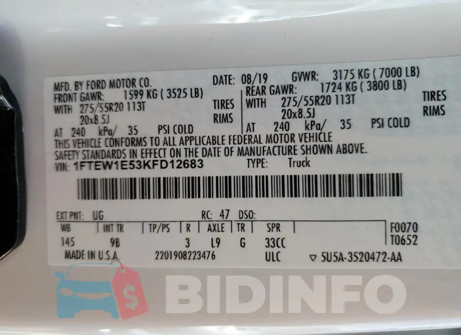 1FTEW1E53KFD12683 Photo# 12