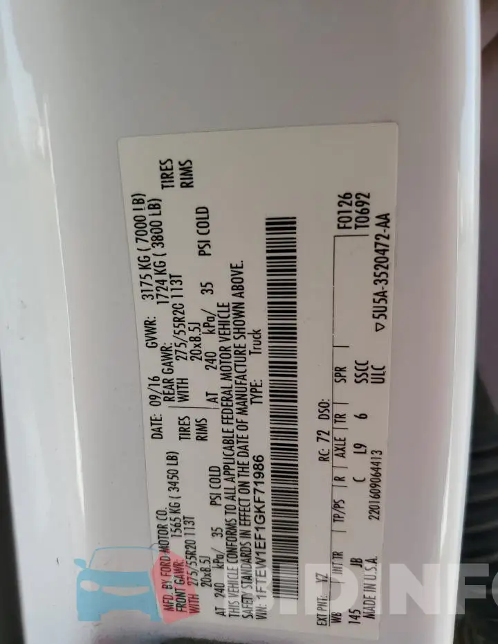 1FTEW1EF1GKF71986 Photo# 12
