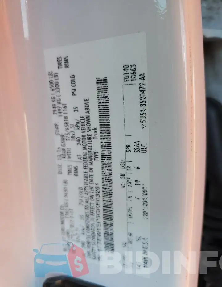 1FTEW1EP5GKE03261 Photo# 13
