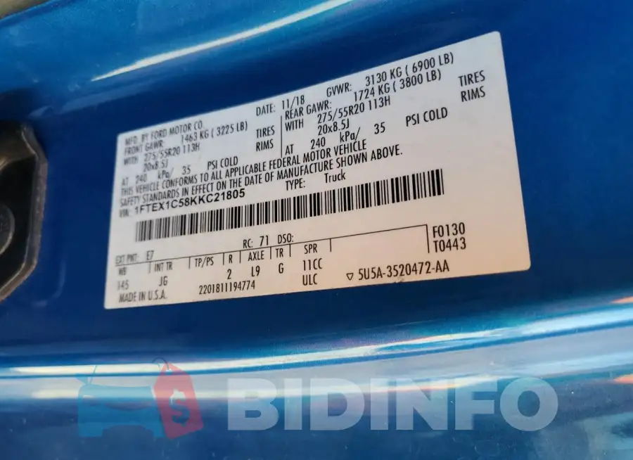 1FTEX1C58KKC21805 Photo# 12
