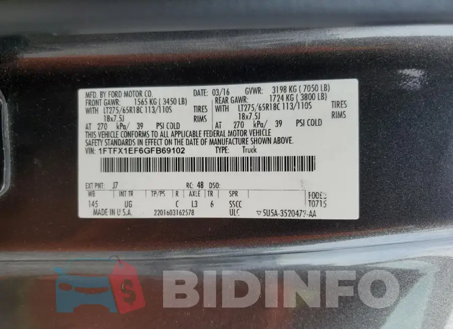1FTFX1EF6GFB69102 Photo# 12